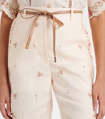 Pantaloni flared Patience in lino con stampa floreale | Zimmermann