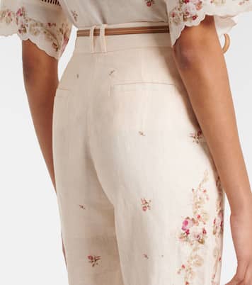 Pantaloni flared Patience in lino con stampa floreale | Zimmermann