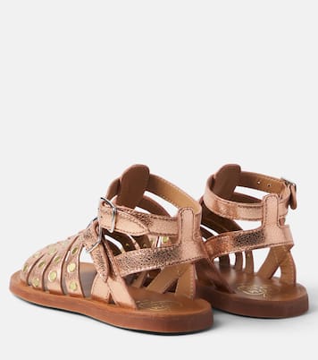 Plagette Stud leather gladiator sandals | Pom d'Api