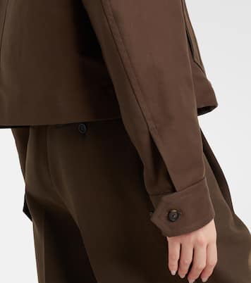 Cropped leather-trimmed cotton twill jacket | Vince