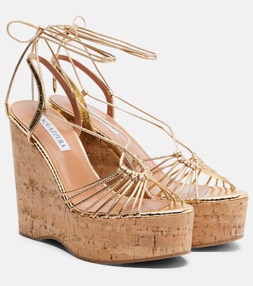 Ritmo metallic leather wedge sandals | Aquazzura
