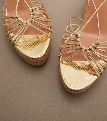Ritmo metallic leather wedge sandals | Aquazzura