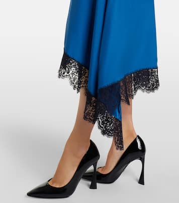 Gathered lace-trimmed silk midi dress | Stella McCartney