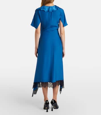 Gathered lace-trimmed silk midi dress | Stella McCartney