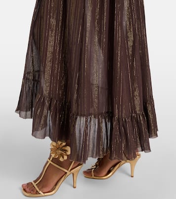 Aster shirred cotton and silk lamé midi skirt | Zimmermann