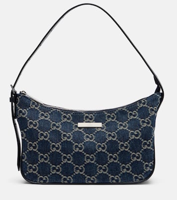 Lady Lunetta GG Small denim shoulder bag | Gucci