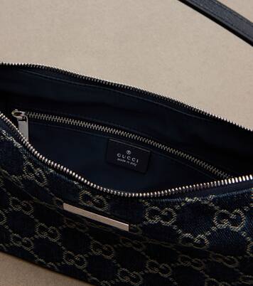 Lady Lunetta GG Small denim shoulder bag | Gucci