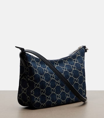 Lady Lunetta GG Small denim shoulder bag | Gucci