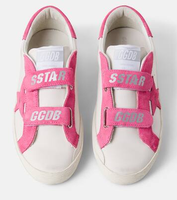 Old School suede-trimmed leather sneakers | Golden Goose Kids