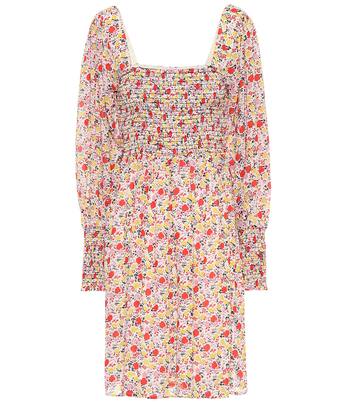 Vestido corto de georgette floral | Ganni