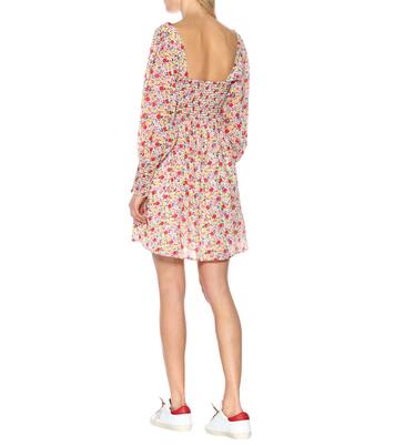 Vestido corto de georgette floral | Ganni