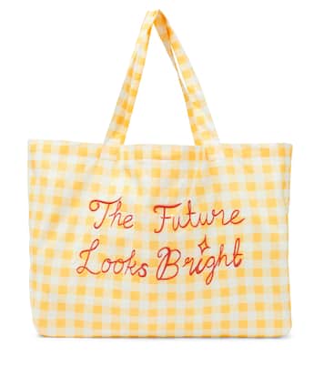 Embroidered gingham cotton bag | Mini Rodini