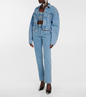 Verzierte High-Rise Straight Jeans | Alessandra Rich