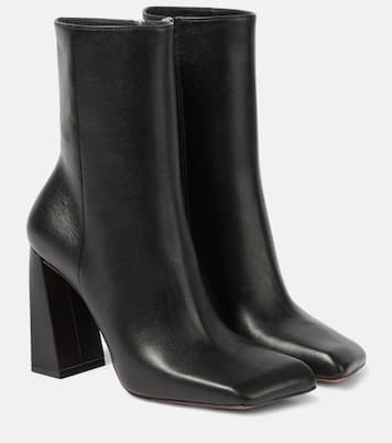Ankle Boots Marine 95 aus Leder | Amina Muaddi