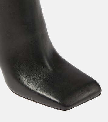 Ankle Boots Marine 95 aus Leder | Amina Muaddi