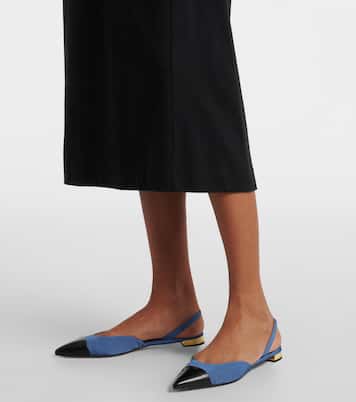 Milanese leather-trimmed slingback flats | Aquazzura