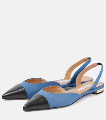 Milanese leather-trimmed slingback flats | Aquazzura