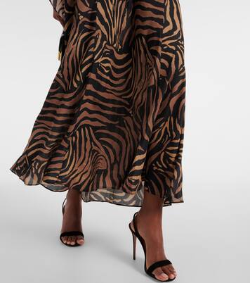 فستان ميدي من الحرير بطبعات Evie | Rixo