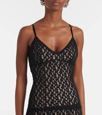 Floral sheer smocked lace camisole | Vince