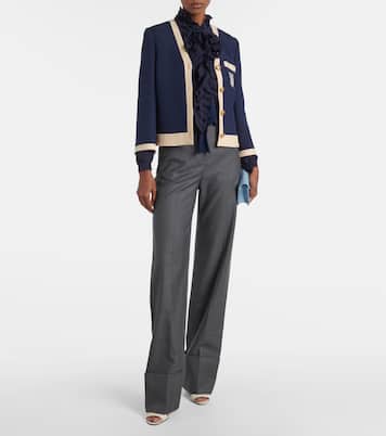 High-rise wool straight pants | Valentino