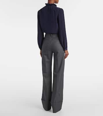 High-rise wool straight pants | Valentino