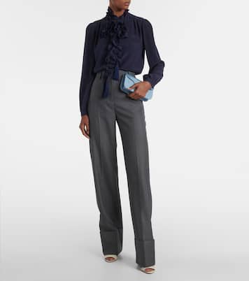 High-rise wool straight pants | Valentino