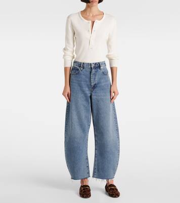 High-Rise Barrel Jeans Bubble Crop | Frame