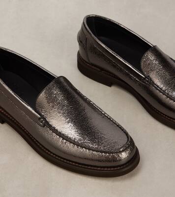Metallic leather loafers | Brunello Cucinelli