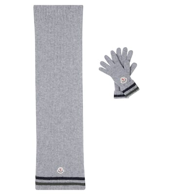 Virgin wool scarf and gloves set | Moncler Enfant