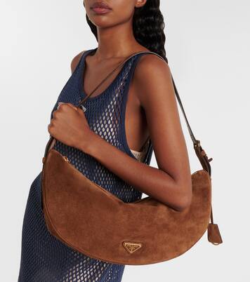 Prada Demi-Lune Large suede shoulder bag | Prada