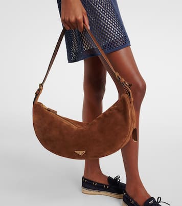 Prada Demi-Lune Large suede shoulder bag | Prada