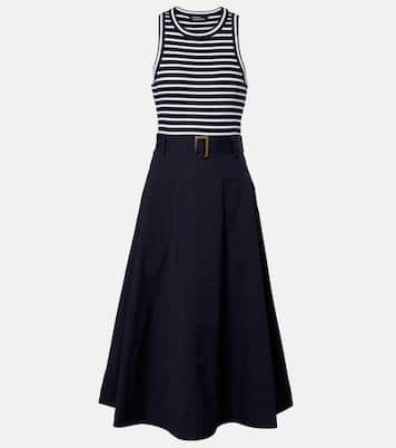 Belted cotton-blend midi dress | Veronica Beard