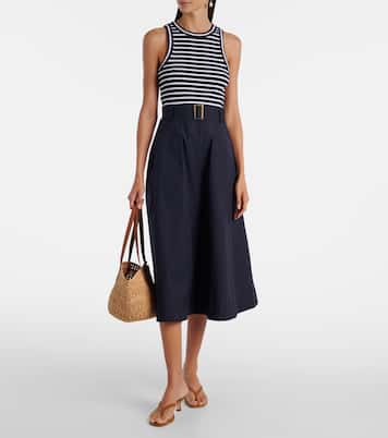 Belted cotton-blend midi dress | Veronica Beard