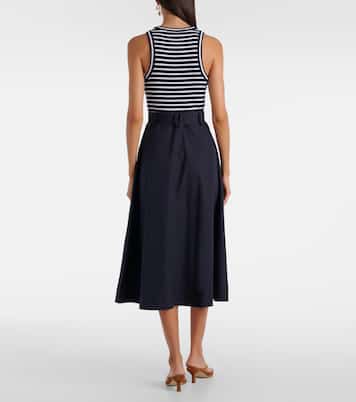 Belted cotton-blend midi dress | Veronica Beard