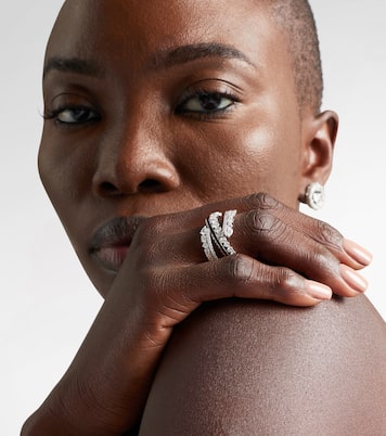 Twist 18kt white gold and enamel ring with diamonds | Kamyen