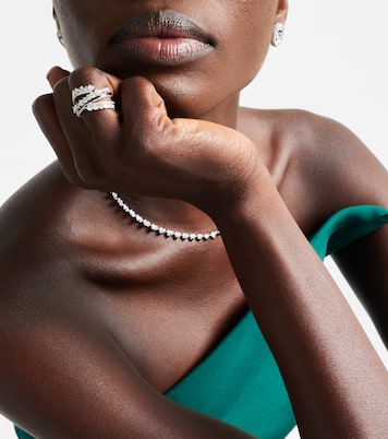 Twist 18kt white gold and enamel ring with diamonds | Kamyen