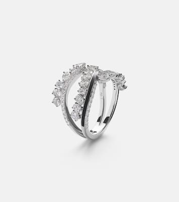 Twist 18kt white gold and enamel ring with diamonds | Kamyen