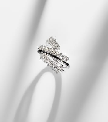 Twist 18kt white gold and enamel ring with diamonds | Kamyen