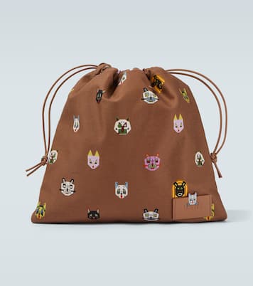 x Louis Wain Cats leather-trimmed pouch | Loewe