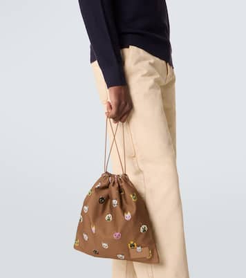 x Louis Wain Cats leather-trimmed pouch | Loewe