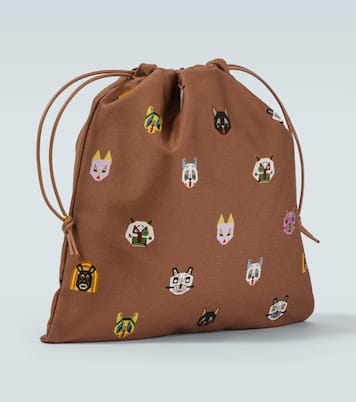 x Louis Wain Cats leather-trimmed pouch | Loewe
