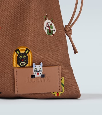 x Louis Wain Cats leather-trimmed pouch | Loewe