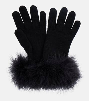 Handschuhe VLogo aus Schurwolle mit Federn | Valentino