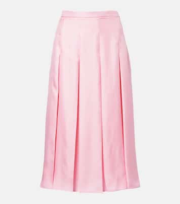 Pleated silk twill midi skirt | Gucci