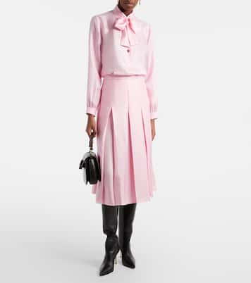 Pleated silk twill midi skirt | Gucci