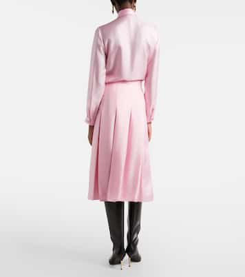 Pleated silk twill midi skirt | Gucci