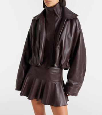 Layered leather bomber jacket | Alaïa