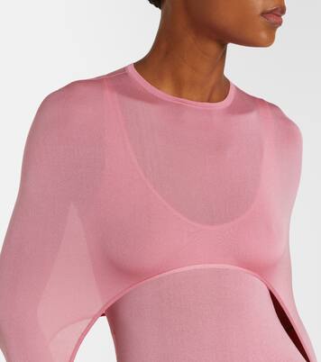 Asymmetric caped silk-blend midi dress | Alaïa