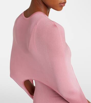 Asymmetric caped silk-blend midi dress | Alaïa