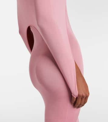 Asymmetric caped silk-blend midi dress | Alaïa